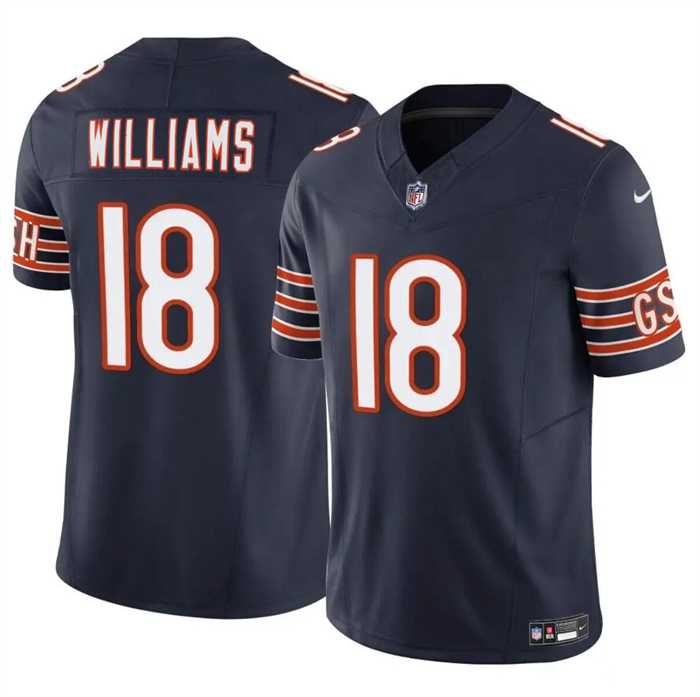 Youth Chicago Bears #18 Caleb Williams Navy 2024 Draft F.U.S.E Vapor Stitched Jersey Dzhi